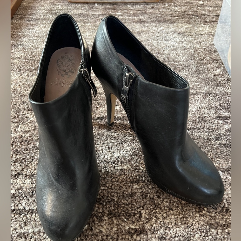 Vince Camuto black leather booties